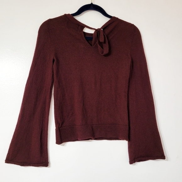 Nanette Lepore Burgundy Wool Sweater with Bell Sleeves Size XS - Picture 5 of 8